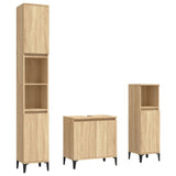 3 Piece Bathroom Furniture Set Sonoma Oak Engineered Wood - Front View
