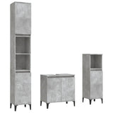 3 Piece Bathroom Furniture Set Concrete Grey Engineered Wood - Front View