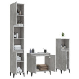 3 Piece Bathroom Furniture Set Concrete Grey Engineered Wood - Side View