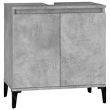 3 Piece Bathroom Furniture Set Concrete Grey Engineered Wood - 45-Degree Angle
