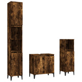 3 Piece Bathroom Furniture Set Smoked Oak Engineered Wood