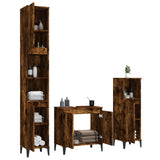 3 Piece Bathroom Furniture Set Smoked Oak Engineered Wood - Side View