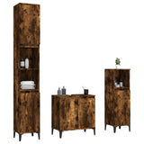 3 Piece Bathroom Furniture Set Smoked Oak Engineered Wood - Top-Down View