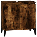 3 Piece Bathroom Furniture Set Smoked Oak Engineered Wood - 45-Degree Angle