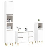 3 Piece Bathroom Furniture Set White Engineered Wood - Side View