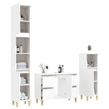 3 Piece Bathroom Furniture Set White Engineered Wood - Top-Down View