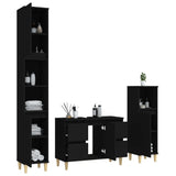 3 Piece Bathroom Furniture Set Black Engineered Wood - Top-Down View