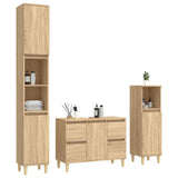 3 Piece Bathroom Furniture Set Sonoma Oak Engineered Wood - Side View