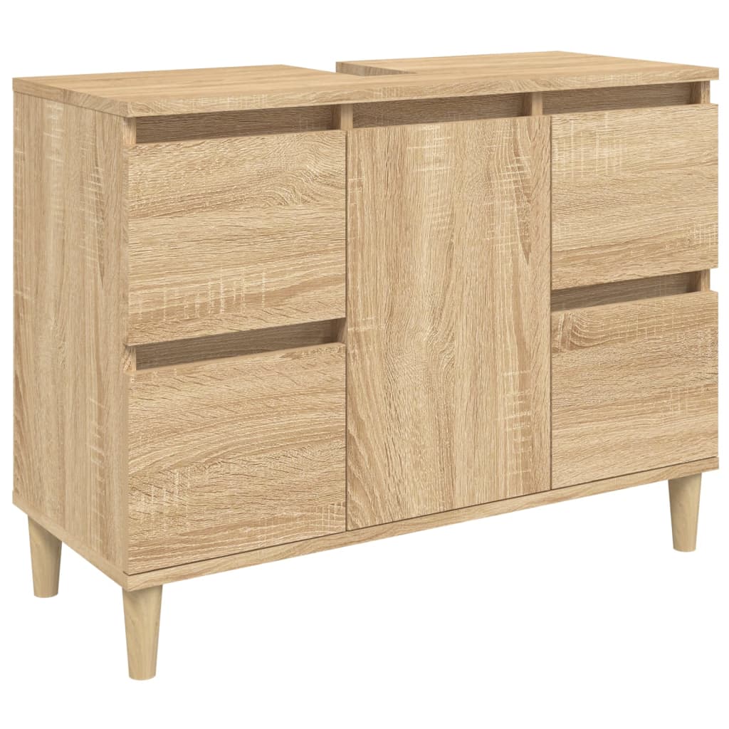 3 Piece Bathroom Furniture Set Sonoma Oak Engineered Wood