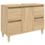 3 Piece Bathroom Furniture Set Sonoma Oak Engineered Wood - 45-Degree Angle