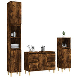 3 Piece Bathroom Furniture Set Smoked Oak Engineered Wood - Side View