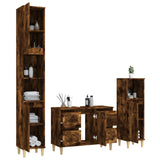 3 Piece Bathroom Furniture Set Smoked Oak Engineered Wood - Top-Down View