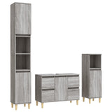 3 Piece Bathroom Furniture Set Grey Sonoma Engineered Wood - Front View