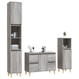 3 Piece Bathroom Furniture Set Grey Sonoma Engineered Wood - Side View