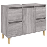 3 Piece Bathroom Furniture Set Grey Sonoma Engineered Wood - 45-Degree Angle
