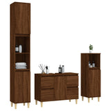 3 Piece Bathroom Furniture Set Brown Oak Engineered Wood - Side View