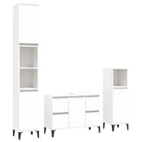 3 Piece Bathroom Furniture Set White Engineered Wood - Front View