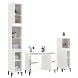 3 Piece Bathroom Furniture Set White Engineered Wood - Top-Down View