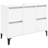 3 Piece Bathroom Furniture Set White Engineered Wood - 45-Degree Angle