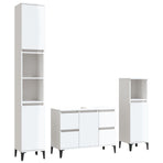 3 Piece Bathroom Furniture Set High Gloss White Engineered Wood