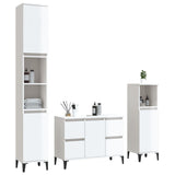 3 Piece Bathroom Furniture Set High Gloss White Engineered Wood