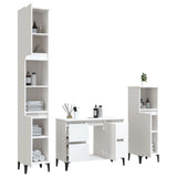 3 Piece Bathroom Furniture Set High Gloss White Engineered Wood
