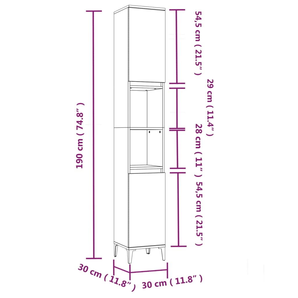 3 Piece Bathroom Furniture Set High Gloss White Engineered Wood