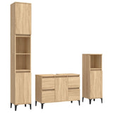 3 Piece Bathroom Furniture Set Sonoma Oak Engineered Wood - Front View