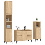 3 Piece Bathroom Furniture Set Sonoma Oak Engineered Wood - Side View