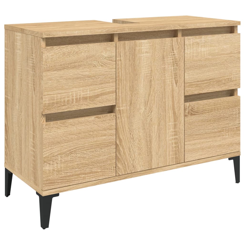 3 Piece Bathroom Furniture Set Sonoma Oak Engineered Wood
