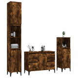 3 Piece Bathroom Furniture Set Smoked Oak Engineered Wood - Side View