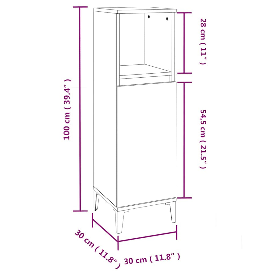 3 Piece Bathroom Furniture Set Smoked Oak Engineered Wood