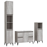3 Piece Bathroom Furniture Set Grey Sonoma Engineered Wood - Front View