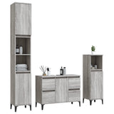 3 Piece Bathroom Furniture Set Grey Sonoma Engineered Wood - Side View