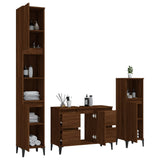 3 Piece Bathroom Furniture Set Brown Oak Engineered Wood - Top-Down View