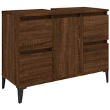 3 Piece Bathroom Furniture Set Brown Oak Engineered Wood