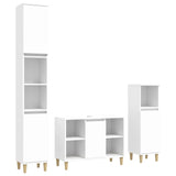 3 Piece Bathroom Furniture Set White Engineered Wood - Front View
