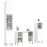 3 Piece Bathroom Furniture Set White Engineered Wood - Side View