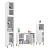 3 Piece Bathroom Furniture Set White Engineered Wood - Top-Down View