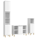 3 Piece Bathroom Furniture Set High Gloss White Engineered Wood