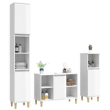 3 Piece Bathroom Furniture Set High Gloss White Engineered Wood - Side View