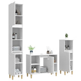 3 Piece Bathroom Furniture Set High Gloss White Engineered Wood