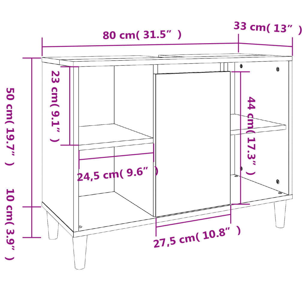 3 Piece Bathroom Furniture Set High Gloss White Engineered Wood