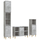 3 Piece Bathroom Furniture Set Concrete Grey Engineered Wood - Front View