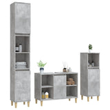 3 Piece Bathroom Furniture Set Concrete Grey Engineered Wood - Side View