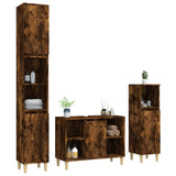 3 Piece Bathroom Furniture Set Smoked Oak Engineered Wood - Side View