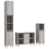 3 Piece Bathroom Furniture Set Grey Sonoma Engineered Wood - Front View