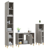 3 Piece Bathroom Furniture Set Grey Sonoma Engineered Wood - Top-Down View