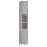3 Piece Bathroom Furniture Set Grey Sonoma Engineered Wood - Rear View