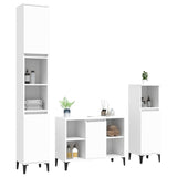 3 Piece Bathroom Furniture Set White Engineered Wood - Side View